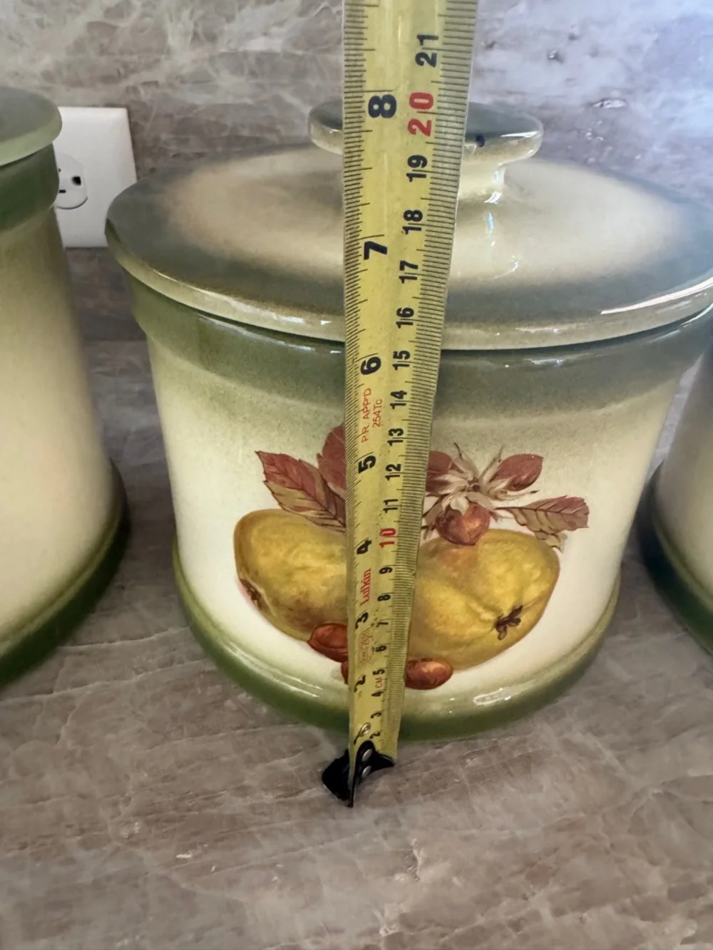 Vintage‎ Ceramic Fruit Canister Set Green Ombre Farmhouse Kitchen